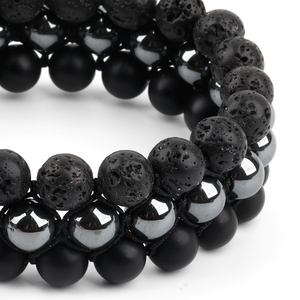 Vòng Tay Nam, Đá Mã Não Đen Mờ Lava Hematite Đính Cườm Vòng Tay Trang Sức Thời Trang Quà Tặng Sinh Nhật - Product Image 2