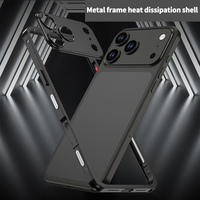 Coque de téléphone en métal à dissipation thermique pour iPhone 17 Air 16 15 14 13 12 Pro Max, étui de protection de luxe original avec fenêtre