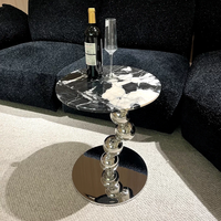 Table d'appoint minimaliste moderne en acier avec plateau en marbre, table de salon, table de chevet BTCT032 pour le salon