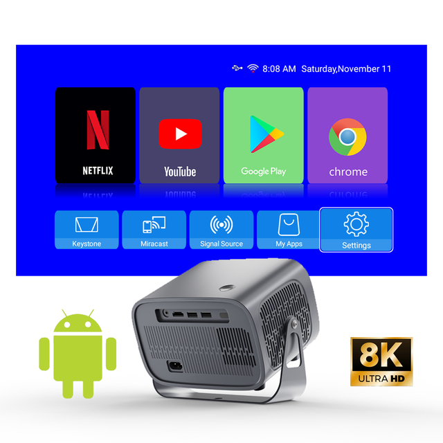 Allwinner H713 Chipset Portable Projector 4K 1080P Full HD Android 11 Wifi 200 ANSI Lumen for Outdoor Use Proyector 200 ANSI