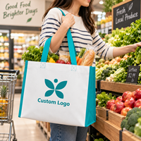 Sac fourre-tout réutilisable personnalisé de haute qualité, écologique, en tissu non tissé, avec une longue sangle en corde pour les courses et l'usage quotidien