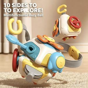 Sensory Six-Sided Rotating Plastic Ball Puzzle Ball-Catching Toy Educational Musical Busy Cube Baby Toy with 10 Different Modes - Product Image 4