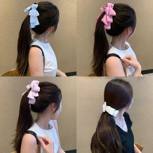 Pinzas para el Cabello con Lazo de Color Sólido, Pinzas de Plástico/Tela Tipo Banana para Niñas, Multiusos, para Peinados de Fiesta - Product Image 2