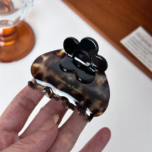 Kore tarzı yüksek kaliteli orta boy 5.7cm Tortoiseshell asetat ekleme saç tokası - Product Image 4