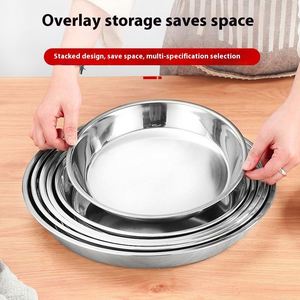 Platos de Servir de Diferentes Tamaños Personalizados, Platos para Ensalada de Cocina, Plato de Acero Inoxidable para Comida, Bandeja Redonda para Frutas - Product Image 3