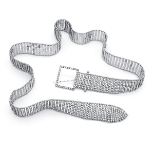 Cinturón con Hebilla Cuadrada de Pedrería, Accesorios de Moda para Mujer, Cadena para la Cintura para Bodas y Banquetes - Product Image 1