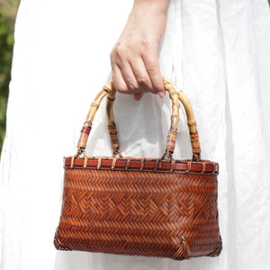 Bamboo Woven <b>Handbag</b> Women's <b>Small</b> Capacity 1-1.9l Eco Friendly Daily Use Regular Shape - Product Image 1