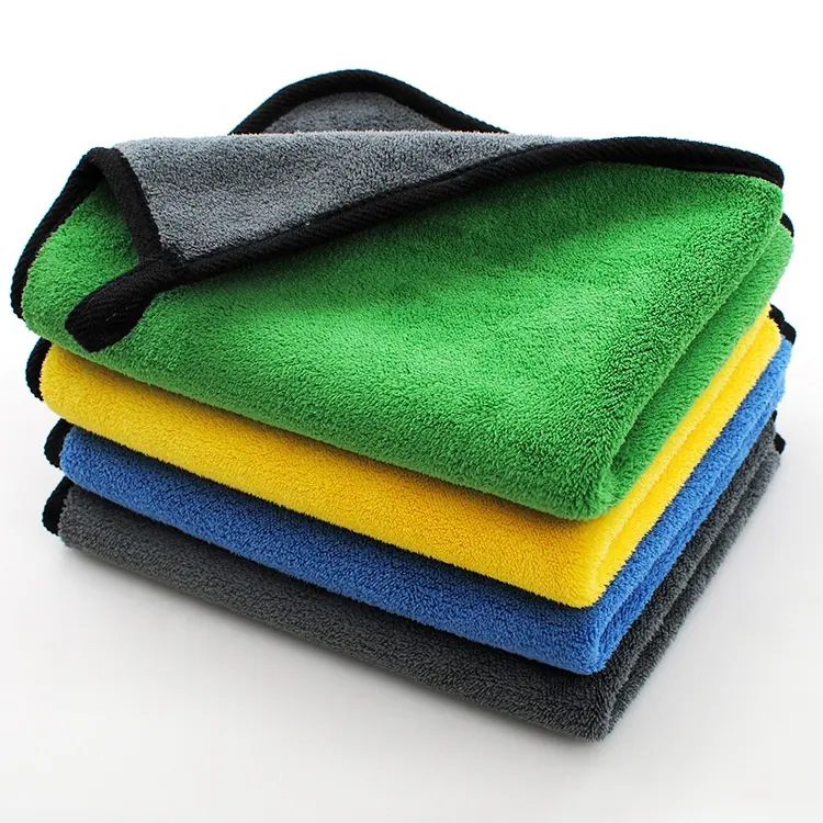 Pano absorvente da limpeza da toalha cinzenta bege do Microfibre auto para a lavagem do carro empacotado no saco seco