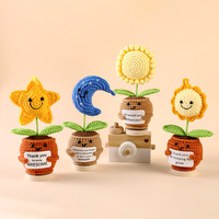 Plante en pot de tournesol au crochet faite à la main, rose et tulipe tricotées, ornement festif, cadeau mignon en polyester