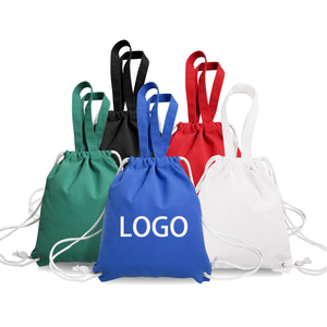 Custom Logo Canvas Drawstring <b>Bags</b> Colorful Handheld Cotton Canvas Drawstring Backpack with Tote for Promotional Gift - Product Image 2
