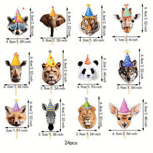 Décorations de cupcakes pour fête d'animaux, fournitures de <span class=keywords><strong>jungle</strong></span>, animaux sauvages, anniversaire, fête prénatale - Product Image 2
