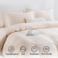 Parure de lit 4 pièces moderne en polyester imprimé – Housse de couette, drap plat, taies d'oreiller – Doux, pour lit King ou Queen, idéal hôtel et maison
