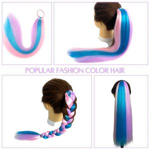 Extension per Coda di Cavallo <span class=keywords><strong>Viola</strong></span>/Blu/Rosa con Tinsel, Accessori per <span class=keywords><strong>Capelli</strong></span> Sintetici per Ragazze, 20 Pollici - Product Image 2