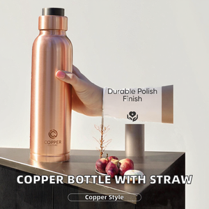 Copper Modern Water Bottle with <b>Straw</b> Disposable High Quality 200mL From India - Product Image 2