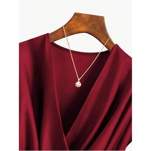 Blusa de Satén Personalizada para Mujer, Cuello en V, Sin Mangas, con Lazo Cruzado, Estilo Casual de Negocios, Camisa de Verano Antiarrugas - Product Image 1