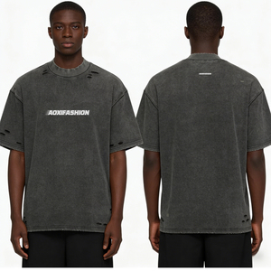 Camiseta Personalizada con Lavado Ácido para Hombre, Transpirable, Corte Estándar, Casual, Manga Corta, Lisa, de Alta Calidad, Fabricante OEM - Product Image 2