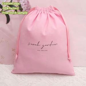 ถุงของขวัญผ้าฝ้ายแบบมีเชือกผูก รักษ์โลก พิมพ์โลโก้ สำหรับบรรจุภัณฑ์เครื่องสำอาง - Product Image 4