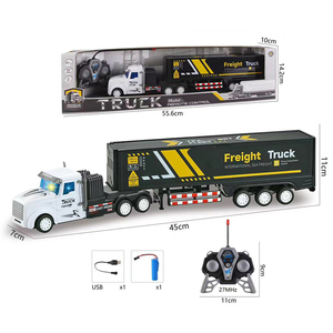<span class=keywords><strong>Camion</strong></span> télécommandé 1:32 avec <span class=keywords><strong>remorque</strong></span>, modèle de <span class=keywords><strong>jouet</strong></span> <span class=keywords><strong>semi</strong></span>-conteneur à double étage RC 4 canaux avec chargeur et câble USB - Product Image 5