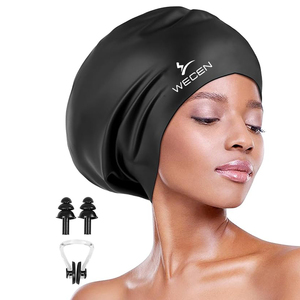 <span class=keywords><strong>Gorro</strong></span> de natación para mujer para cabello largo impermeable de silicona personalizado cómodo sombrero de baño de pelo largo para mujer - Product Image 5