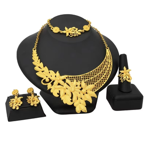 Vàng Sang Trọng Màu Sắc Trang Sức Set 24K Mạ Vàng Ấn Độ Quyến Rũ Đồ Trang Sức Cưới Set Cho Món Quà Cưới - Product Image 1