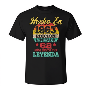 T-Shirt Unisex 'Hecho En 1963 Edición Limitada 62 Anos Leyenda', Girocollo, Manica Corta, Maglietta Promozionale per Adulti - Product Image 2