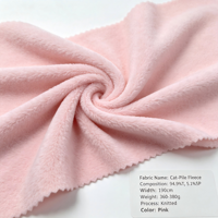 Tissu en polaire rose ultra doux au toucher chaton, largeur 190 cm, tissu tricoté en spandex lourd pour vêtements d'hiver