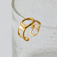 Bague ouverte géométrique irrégulière en acier inoxydable 316 plaqué or 18 carats Gaovo pour femme, bijou tendance ajouré, accessoire de mode, cadeau