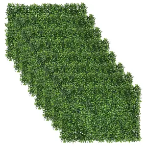16x24 ''인공 회양목 울타리 밀라노 패널 플라스틱 장식 식물 홈 벽 장식