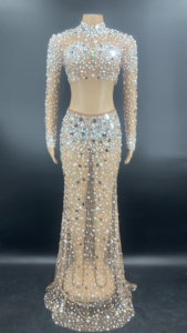 Robe d'été 2022 Robe <span class=keywords><strong>de</strong></span> <span class=keywords><strong>nuit</strong></span> complète pour femmes Voir à travers les paillettes Manches longues en maille élégante Fête d'anniversaire Robe <span class=keywords><strong>de</strong></span> la mère <span class=keywords><strong>de</strong></span> la mariée - Product Image 6