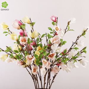 Fleurs artificielles de magnolia en soie, haute simulation, pour décoration de mariage et de maison, multi-têtes, rose, rouge, jaune, champagne - Product Image 5