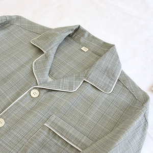 PJ-049 Pijama de Gasa a Cuadros para Hombre, Manga Larga, Algodón Puro, Ropa de Dormir, Estilo Primavera-Otoño, Tejido Fino, Conjunto de 2 Piezas - Product Image 4