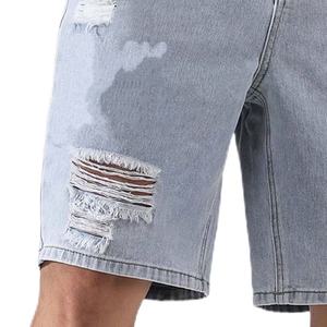 Shorts en jean d'été personnalisés et tendance pour hommes, 100 % coton pur, bleu, vêtements de marque avec cordon de serrage pour garçons, fabriqués au Pakistan - Product Image 3