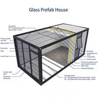 Maison préfabriquée modulaire en verre à design moderne, mur-rideau, pour usage commercial et bureautique