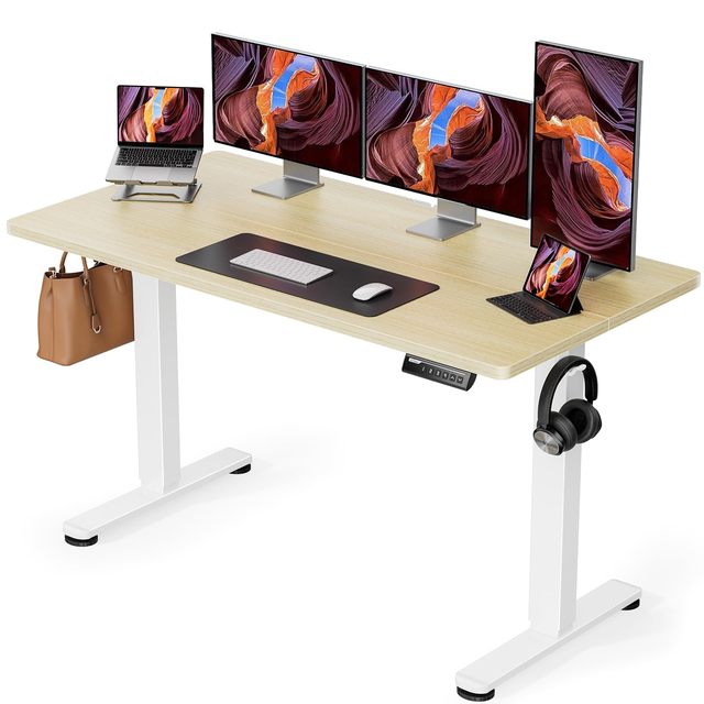 OEM ODM Height Adjustable Electric Standing DeskLarge Memory Computer Home Office Desk with Two-Piece Desktop
