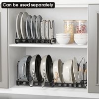 Organisateur extensible pour couvercles de casseroles, support pour ustensiles de cuisson, porte-couvercles, rangement pour armoire de cuisine, séparateur en fil métallique de 30 à 58 cm