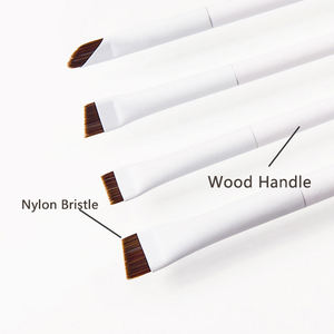 4pcs Blanc Noir Plat Ombre À Paupières Eyeliner Lame Brosse À Sourcils Nylon Angled Maquillage Brosse Ensemble Vegan Single Make Up Pinceaux - Product Image 4