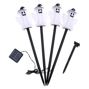 Luces LED de jardín con forma de fantasma para Halloween, decoración exterior de plástico con forma de fantasma, 4 estacas en un set, luz decorativa para fiestas - Product Image 4