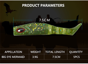 10 Cái Mồi Câu Cá Bằng Nhựa Mềm 7.5Cm Mồi Câu Cá Đuôi Chữ T Mắt To Nhật Bản Có Đuôi Chèo Mồi Câu Cá Mồi Câu Cá Mềm Hình Sâu - Product Image 2