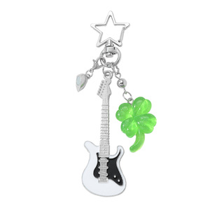 Nieuwe veelzijdige zilveren set gitaarnoot klaver liefde DIY sleutelhanger tas hanger - Product Image 1
