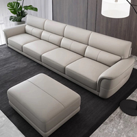 Grand canapé en cuir en forme de L, canapé en bois moderne et luxueux avec coin salon, design simple, canapé haut de gamme pour salon en forme de L