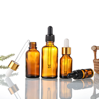 Flacons compte-gouttes en verre ambré personnalisés, bouchons pipette noirs opaques, pour huiles essentielles, sérums faciaux, contenants cosmétiques vides