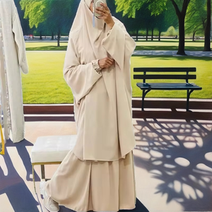 High Quality <b>Modest</b> Nida Niqab Khimar Abaya Muslim Islamic Clothing Breathable Long Sleeve Free Butterfly Prayer Two Piece <b>Set</b> - Product Image 2