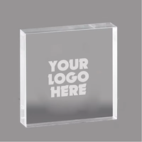 Bloque de Acrílico Transparente con Logotipo de Marca Personalizado Impreso con UV, Bloque de Exhibición de Acrílico Sólido, Adorno de Escritorio, Regalo Promocional Empresarial