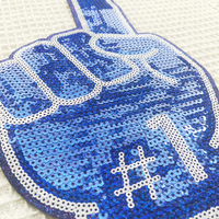 Patch thermocollant personnalisé en chenille brodée avec paillettes et sequins pour vêtements, motif 'Sports Large Finger 1'