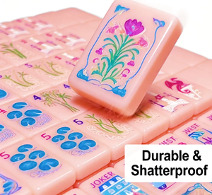 Ensemble de Mahjong Contemporain de Luxe en Acrylique avec Motifs Floraux, Pliable et Portable, Tuiles Durables et Écologiques - Product Image 3