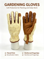 Gants de jardinage sportifs à motif floral haute adhérence, paume en tissu à coutures renforcées, protection UV, doigts entiers, ajustables, pour la maison