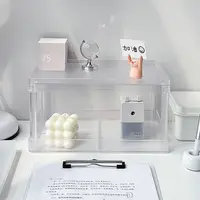 Cutelife נורדי פלסטיק שקוף שכבה כפולה שולחן עבודה מדף בית דקורטיבי שולחן מחזיקי חפצים מארגן שולחן מדף