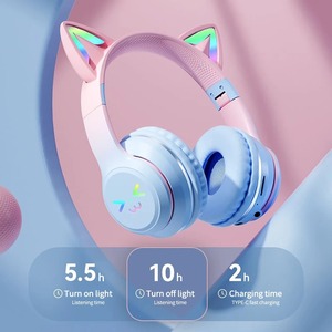 Auriculares con Luz RGB, Auriculares TWS con Cara Sonriente, Auriculares con Degradado de Color, Auriculares Rosas <span class=keywords><strong>para</strong></span> Niñ<span class=keywords><strong>a</strong></span>, Regalo, Compatibles con Cualquier Teléfono - Product Image 5