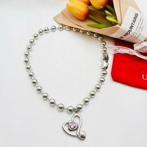 Collier AB <span class=keywords><strong>uno</strong></span> De 500 en acier inoxydable, design boule, pendentif amour, pour femme, tendance, polyvalent, bijoux de mariage - Product Image 6