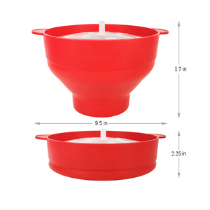 Cuenco de silicona para microondas para palomitas de maíz, paquete de 2, cuenco plegable de silicona para hacer Popper con mango con tapa, cuenco para palomitas - Product Image 3